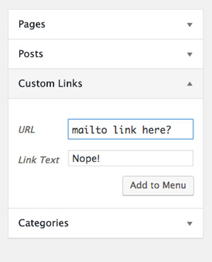 custom link with mailto